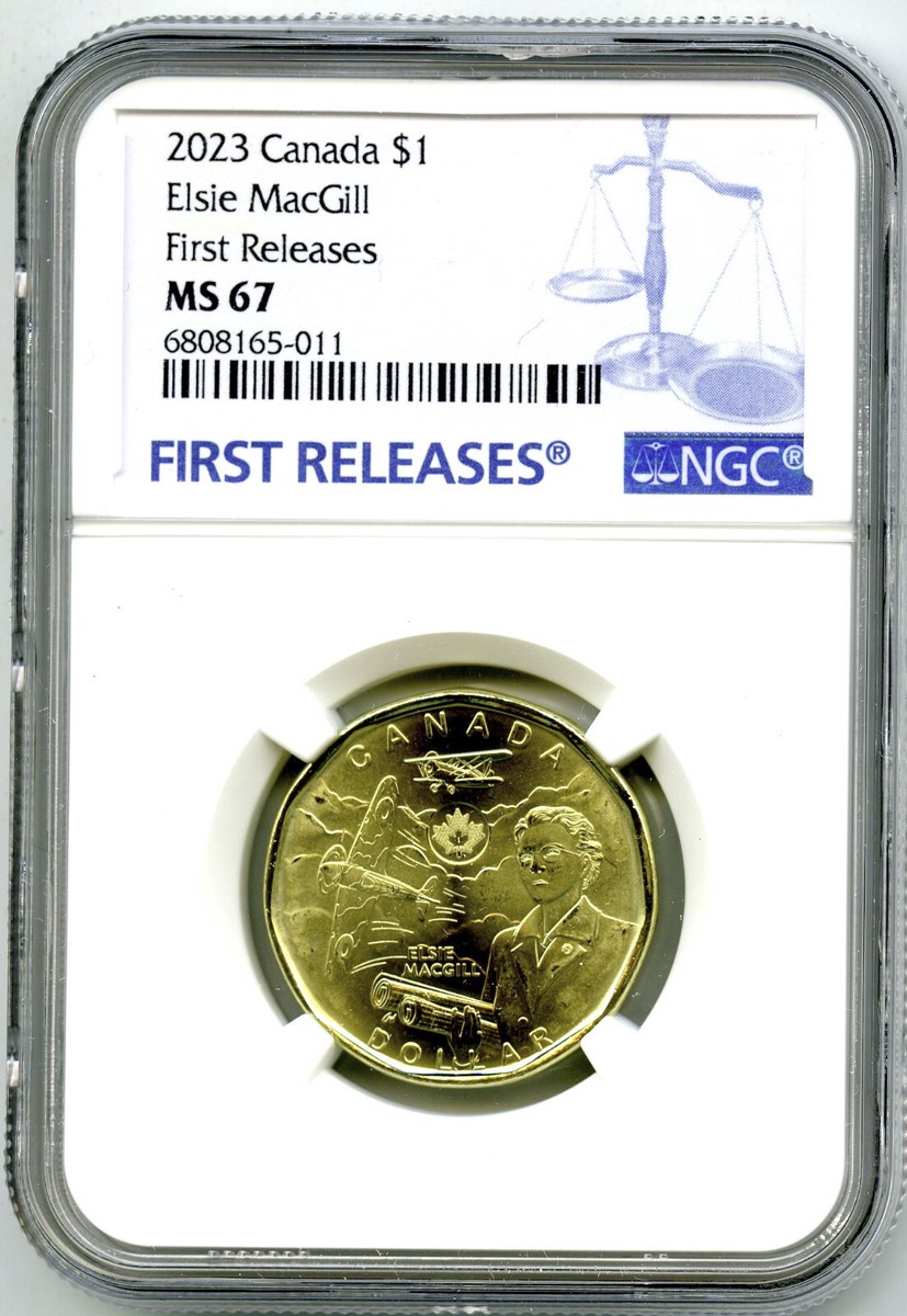2023 $1 CANADA NGC MS67 LOONIE ELSIE MACGILL NONCOLORIZED