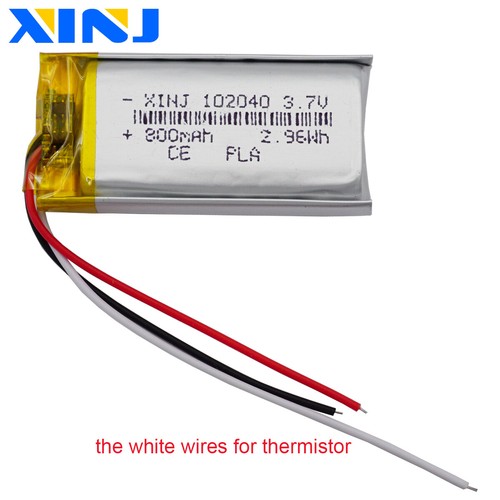 3.7V 800mAh 2.96Wh 102040 Rechargeable Polymer Li Lipo Battery 3 Wire