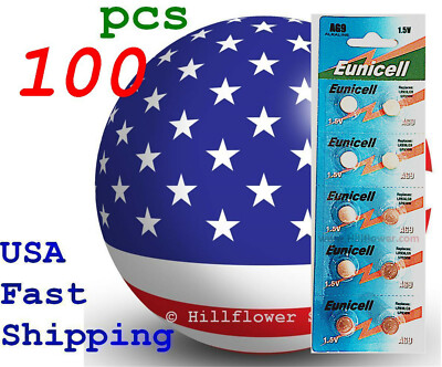 100 pcs AG9 LR45 LR936 G9 394A 194 S33 Card 1.5V 0% Hg Alkaline Battery