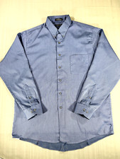 Arrow Dress Shirt Mens 16.5 34/35 Pigue Wrinkle Free Long Sleeve Blue Large 3451