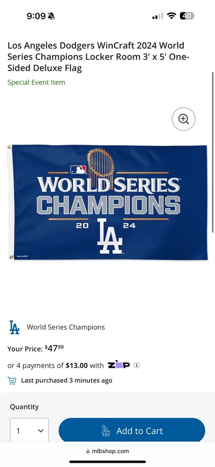 Los Angeles Dodgers 2024 World Series Champions  3' x 5' One-Sided Flag - Image 2 of 2