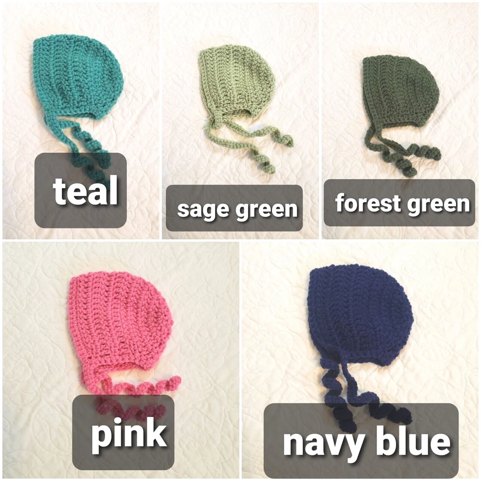 GORRO BEBÉ RECIÉN NACIDO BEBÉ GANCHILLO HECHO A MANO Foto 2 de 4