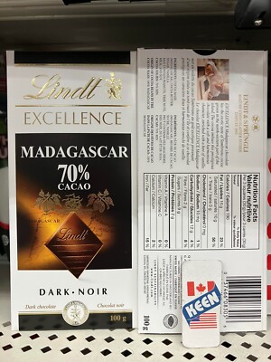 Lindt EXCELLENCE Madagascar 70% Cacao Dark Chocolate Bar, 100 G, Exp:2026AL