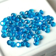 AAA Neon Blue Apatite 3X3 mm Round Natural Faceted Calibrated Wholesale Stone