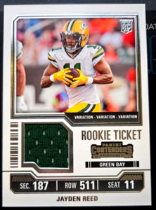 2023 Contenders Jayden Reed RC Rookie Ticket Jersey Swatch TS18V Variations SP