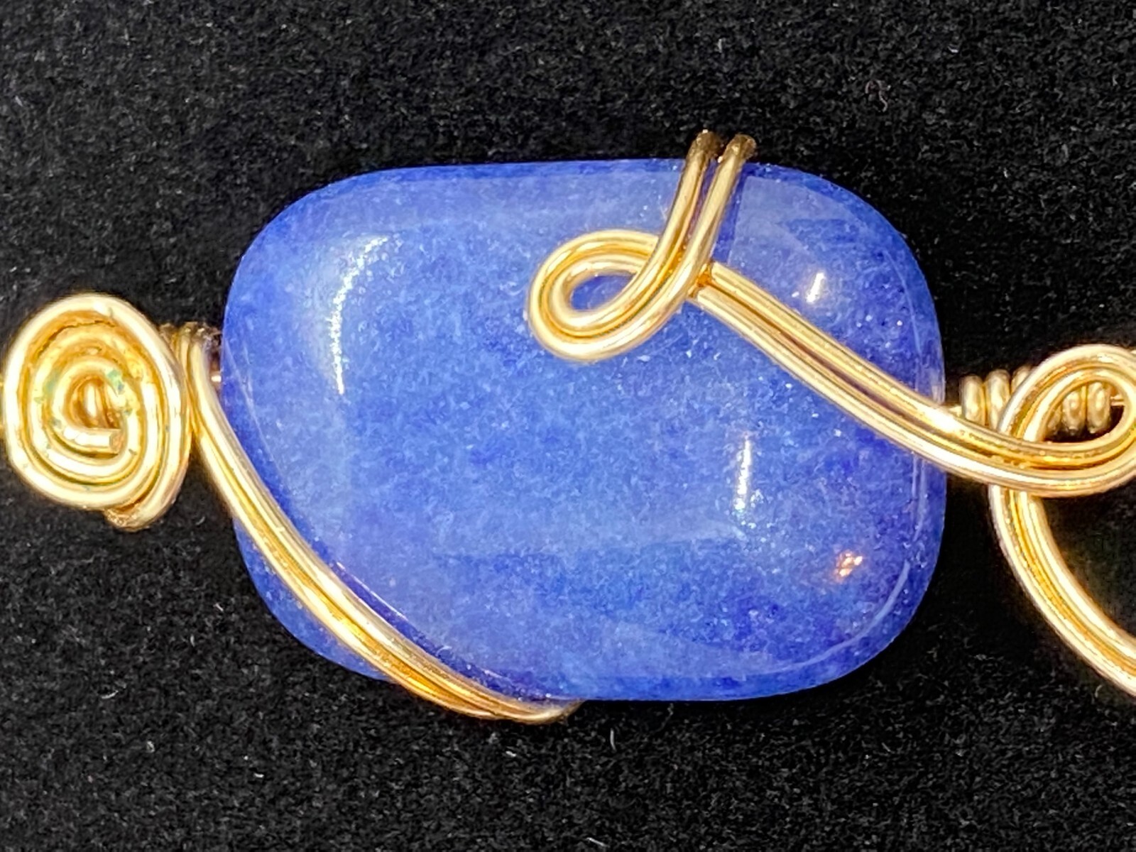 Handmade Artisan Rectangular Blue Stone Pendant G… - image 5