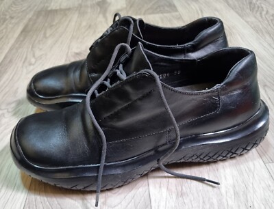 Prada Shoes Women's Vintage Chunky Derby Black Leather AW99