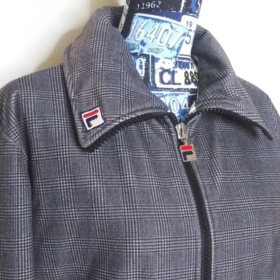 Vintage FILA Plaid Bomber Jacket Sz 38/M Hidden Hood Italy Maglificio Biellese - Image 3 of 4