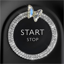 Bling Ring Emblem Car Accessories, Sparkling Butterfly Car Buttons and Knobs Rin