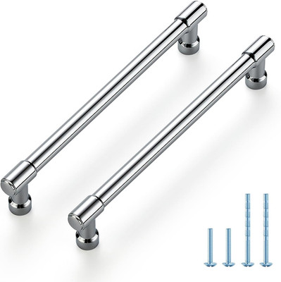 20 Pack Modern Polished Chrome Cabinet Handles for Kitchen & Dresser Drawers
