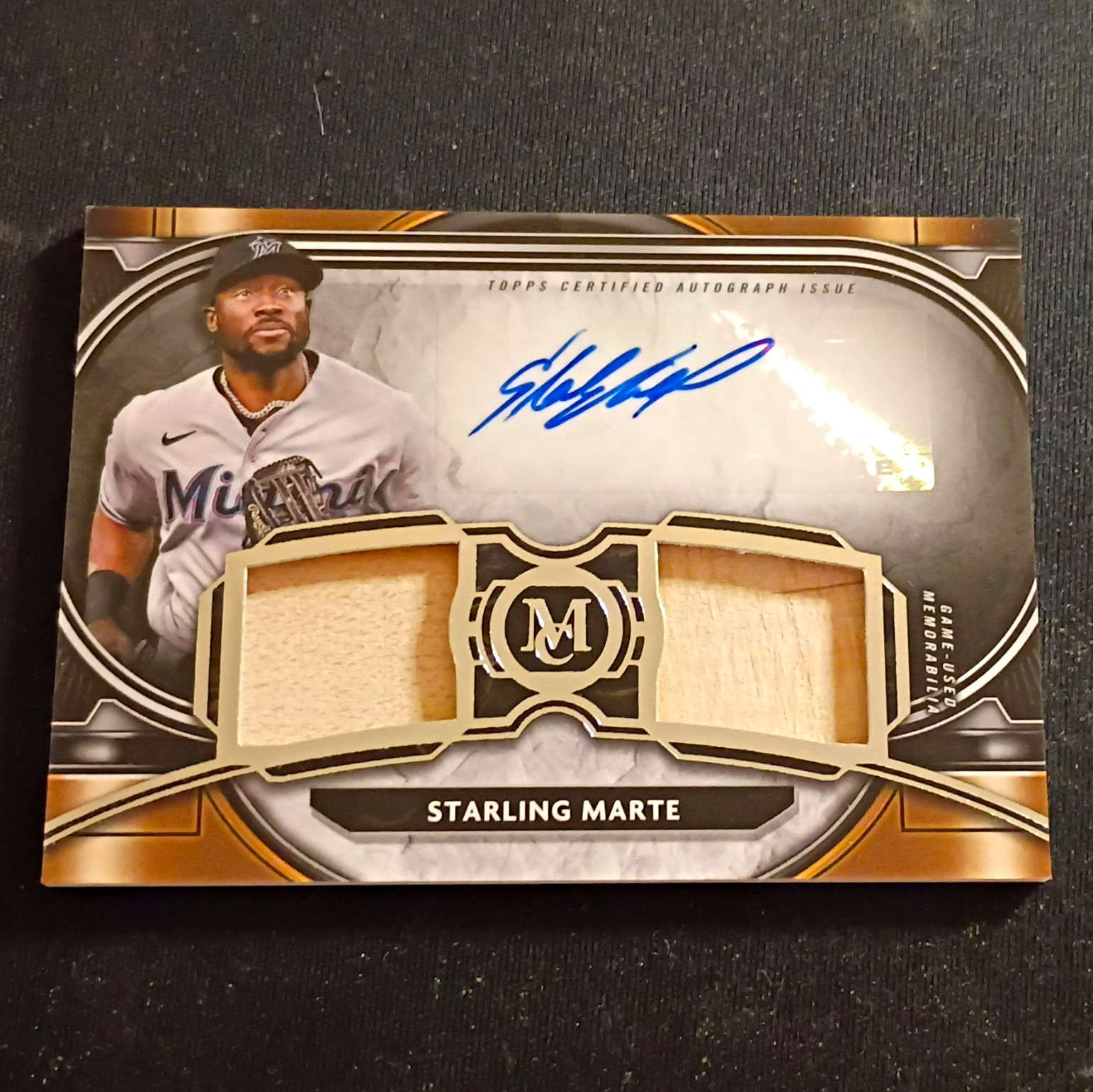 Topps 2021 Museum Collection Starling Marte Dual Relic Auto #SPDRA-SM /255