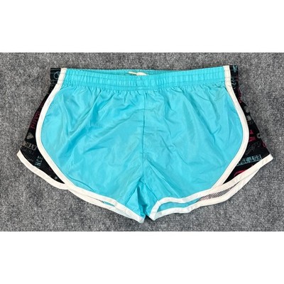 Soffe Girls Size L Turquoise Black Pattern Side Trim Dolphin Running Shorts NWT