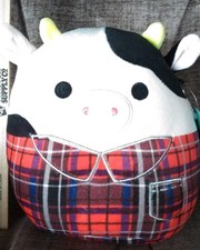 Kellytoy Squishmallows Connor the Cow 7.5" With Plaid Flannel Plush 2022