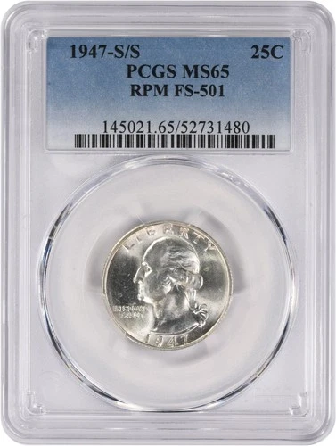 1947-S/S Washington Silver Quarter RPM FS-501 MS65 PCGS