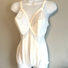 Sears One Piece Bodysuit Girdle 38C Lace Trim Bullet Bra Vintage