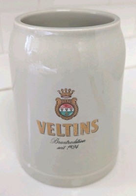 Veltins German Beer Stein Mug Ceramic Brautradition Seit 1824 Brewery .4 Liter 