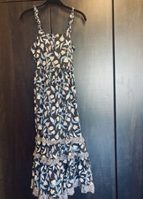 UNIVERSAL THREAD Women Boho Black Floral Maxi Sundress Size Medium Ruffle Tiered