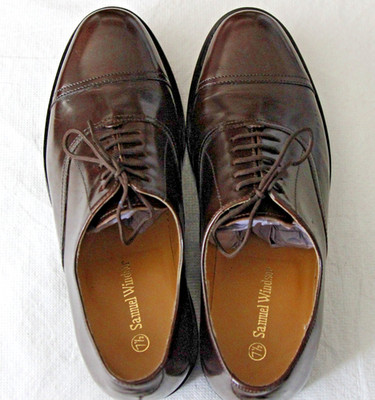 Samuel Windsor BV44 Men s 7.5 Brown Cap Toe Oxford Dress Shoes Box