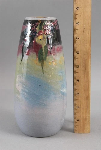 Antique WELLER Hand Painted Impasto EOCEAN Line American Art Pottery Vase