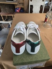 Gucci White Leather Sneakers Gucci Band Size US 12, Made In Italy