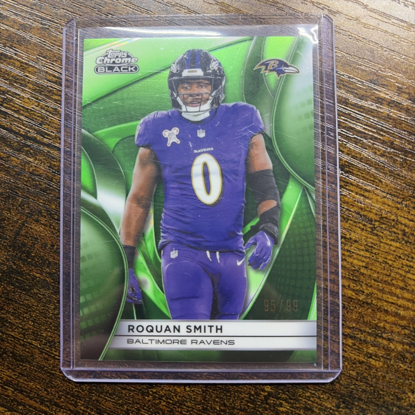 ROQUAN SMITH 2025 TOPPS CHROME BLACK GREEN REFRACTOR /99 #11 RAVENS