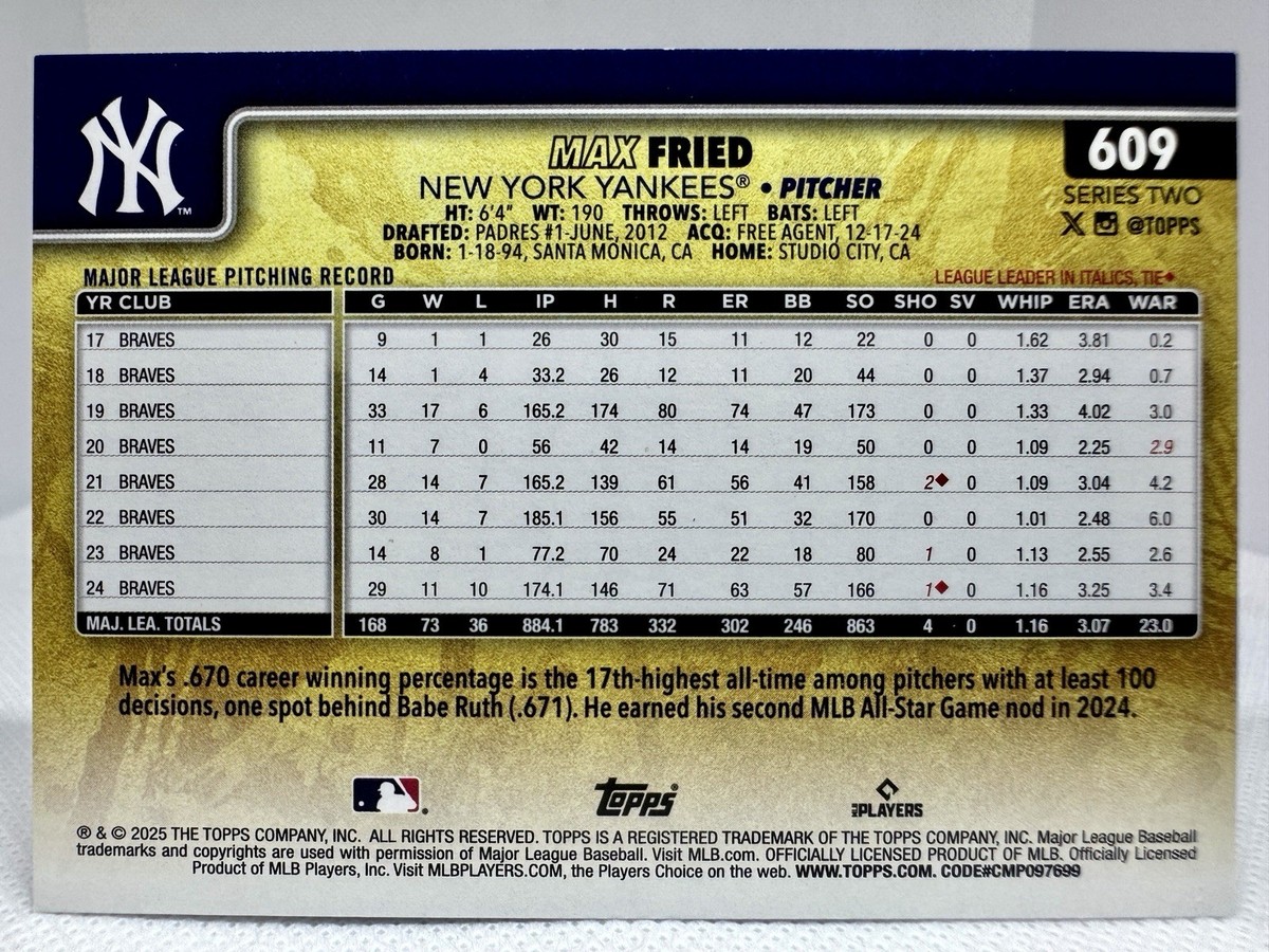 2025 Topps Series 2 - Image Variation Max Fried #609 Golden Mirror 