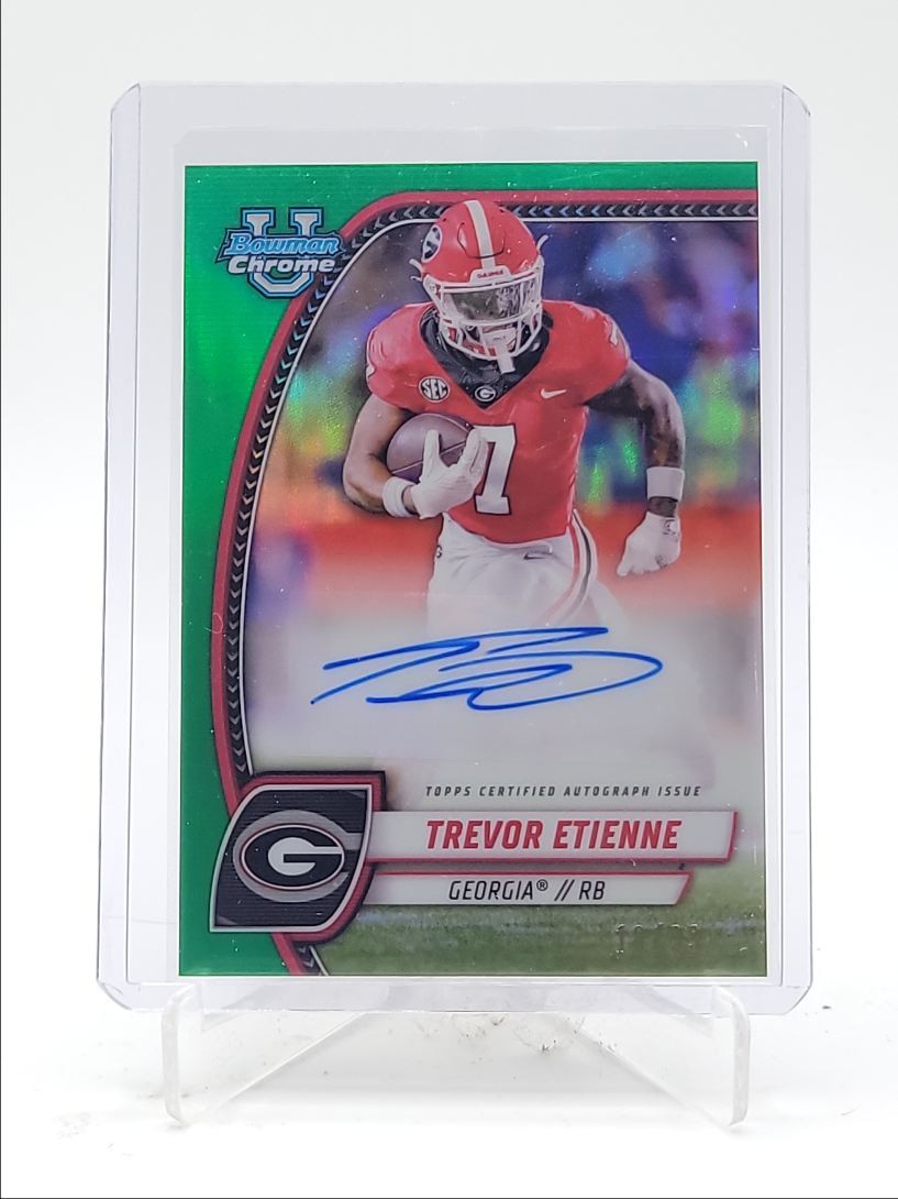 TREVOR ETIENNE 2024 BOWMAN CHROME UNIVERSITY GREEN REFRACTOR AUTO /99 Q5902