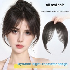 Thin Neat Bangs Hair Extension Real Human Hair Invisible Natural Womens Fringe