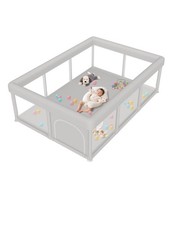Large Baby Playpen Safety Play Yard Grey 74x50x27in No Mat