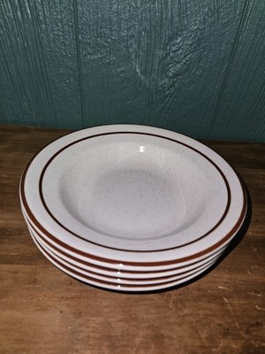 4 Buffalo China Brown Strips/Speckled Bowls Restaurant Ware (salad,soup,cereal)