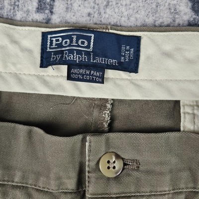 Ralph Lauren ラルフローレン POLO CHINO ANDREW Polo Ralph Lauren Andrew Pants Mens 38 x 32 Tan Chino Flat Front