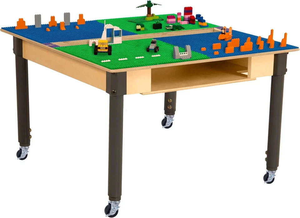 Mesa de juego Time-2-Play grande 35” X 31” superficie madera contrachapada de abedul rojo y azul Montesso Foto 2 de 4