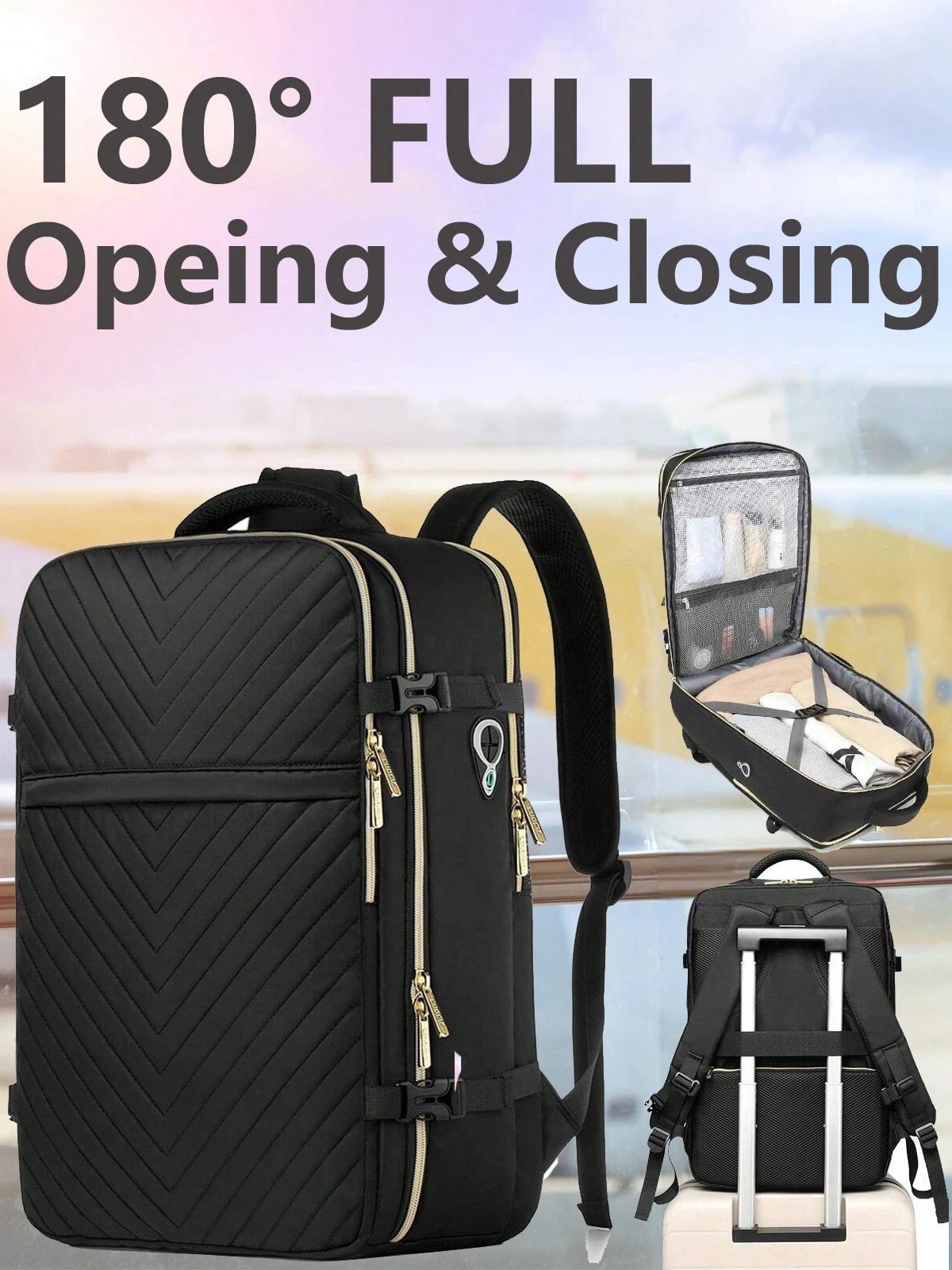 Flight Approved Carry On Travel Backpack 17" Laptop Bag Waterproof Anti-Theft