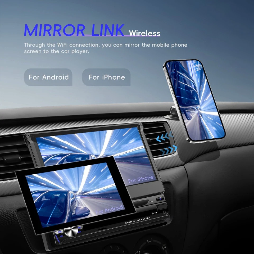 4+64GB Android 15 1Din Autoradio mit 7" Flip-out Bildschirm BT Carplay GPS Navi - Bild 4 von 4