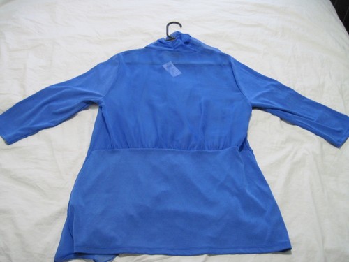 Chico's Travelers Jacket Womens Size 1 Mixed Media Blue Sheer Stretch Flowy NWT - Picture 5 of 14