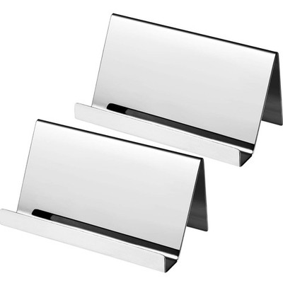 2 Pack Stainless Steel Business Cards Holders Desktop Credit Name Card Displa...