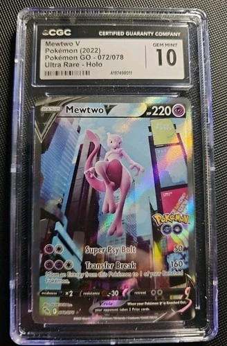 Mewtwo V 072/078, 2022 Pokemon GO English Alternate Art, CGC 10