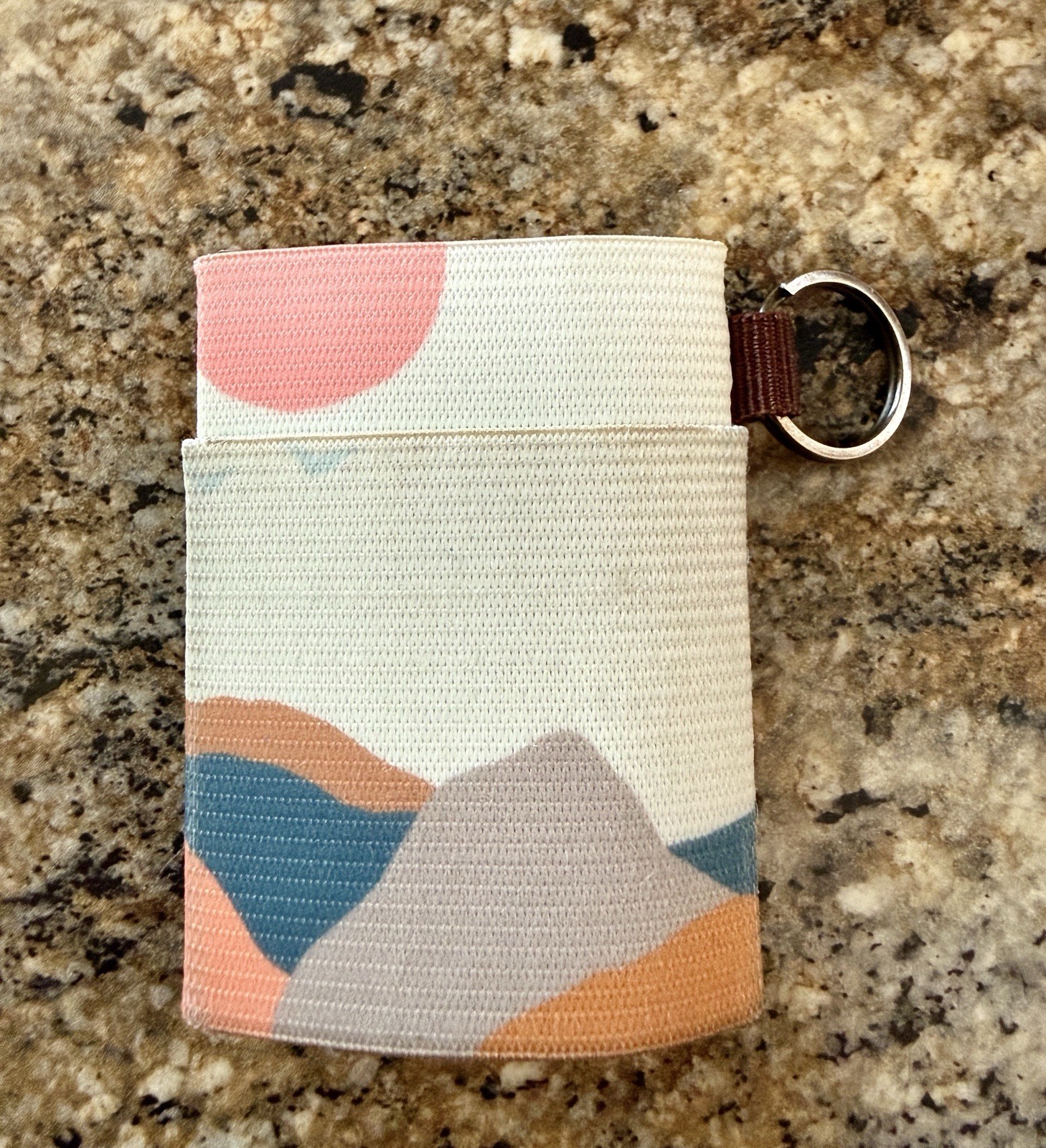 Thread Elastic Wallet Keychain Mountain Scene Pri… - image 2