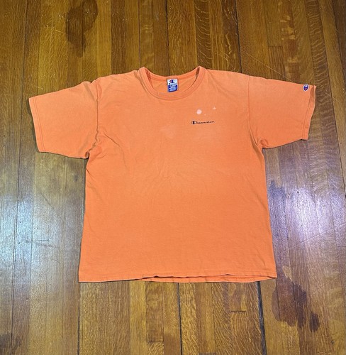 VTG Champion T-Shirt Mens Large Orange Blank Single Stitch 90s USA