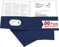 50 Packs Two Pocket File Folders with Business Card Slot,Textured Paper,Letter S