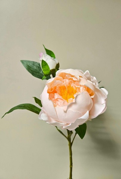 Artplants Kunstblume Pfingstrose Fyrfar, Halboffen, Hellrosa, 60Cm-image