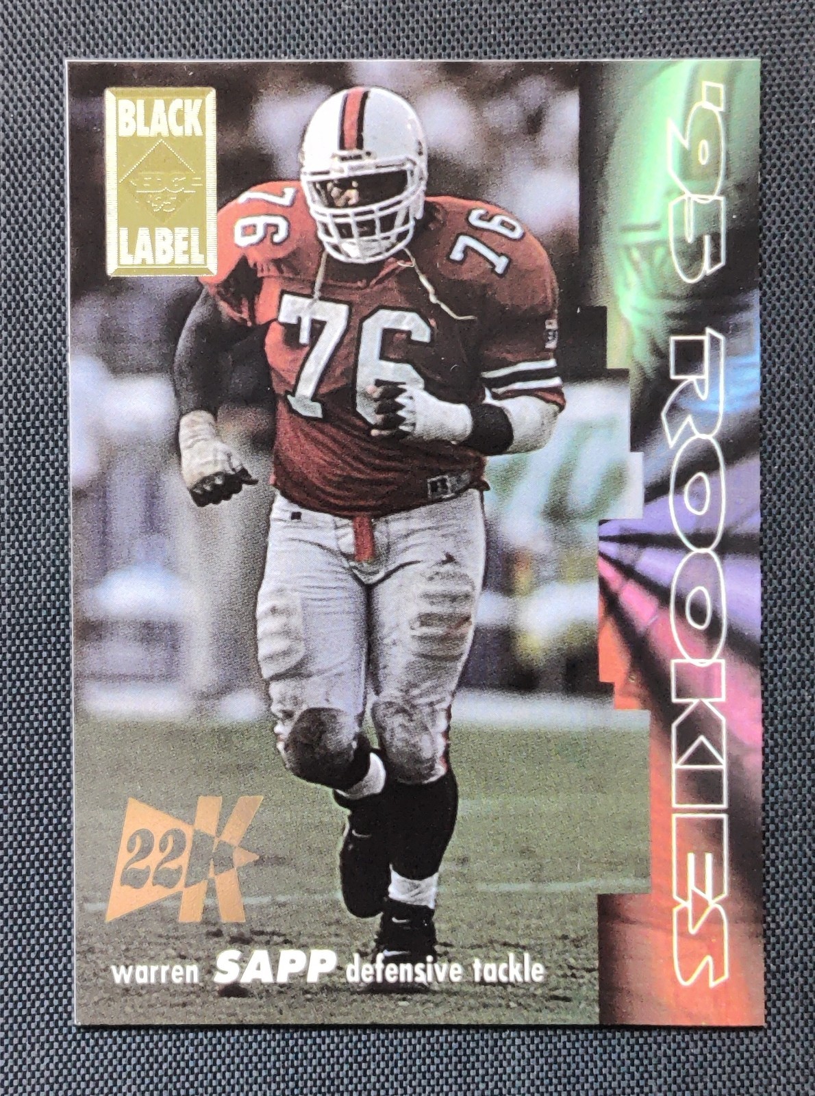 1995 Collector's Edge - Rookies Warren Sapp #9 Black Label 22k Gold (RC)
