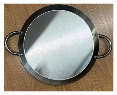 Mexican Style 14.5'' Stainless Steel Flat Circle Fry Pan Comal With Two Side H...