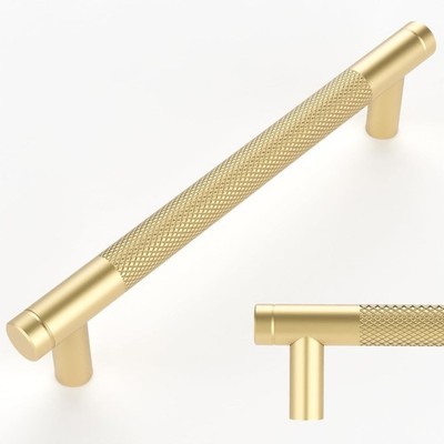 Amerdeco 9er Pack gold gerändelte Schrankgriffe 128 mm Mitte zu Mitte Küche