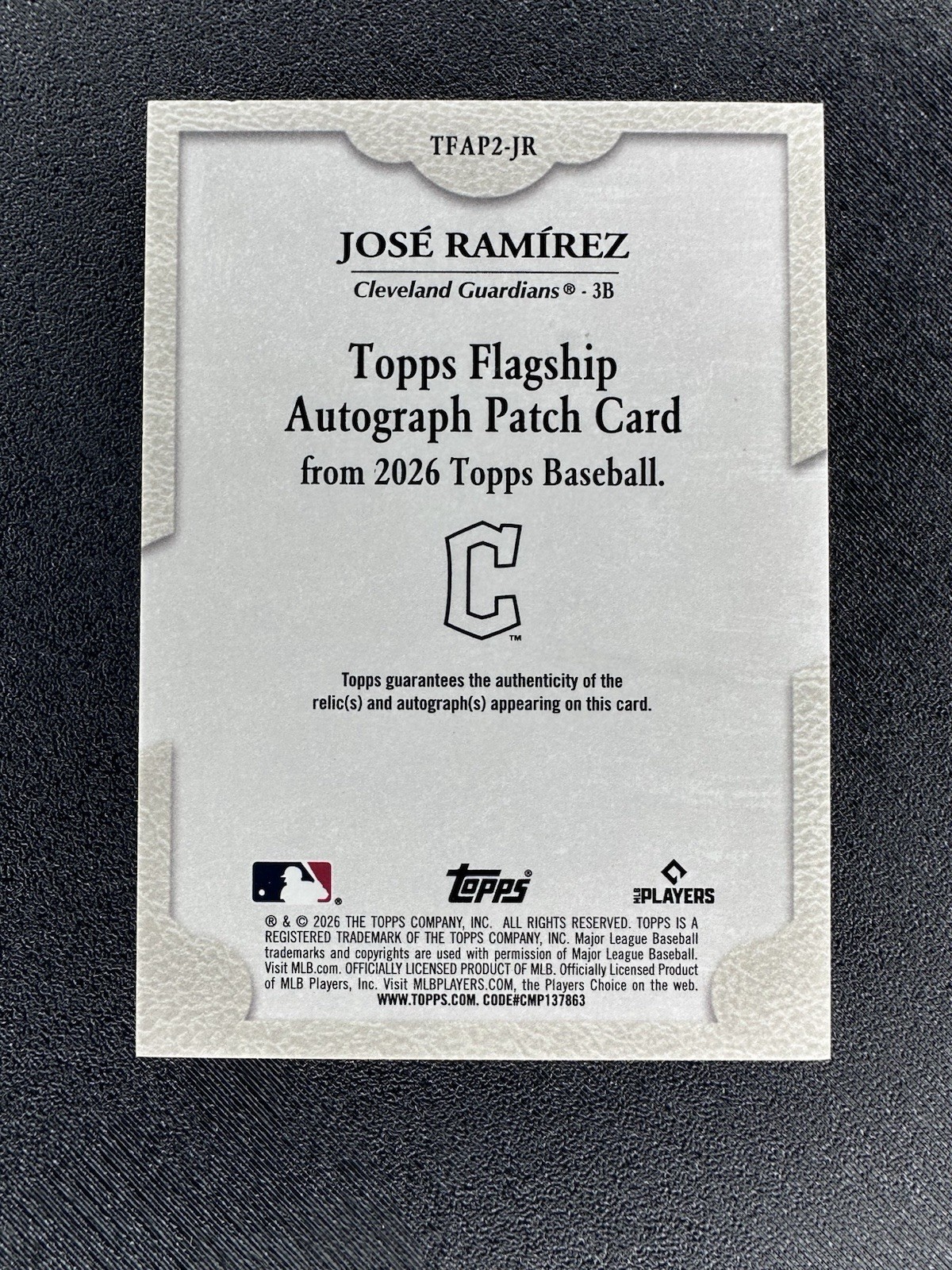 2026 Topps Series 2 Flagship Jose Ramirez Patch Auto 4/50 SSP Gold view 2