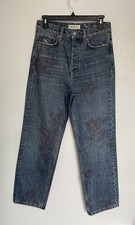 Free People Baykan Denim Jeans Flower Sz 27 Button Fly Inseam 27 Sample