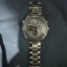 Charles Hutton Aristocrat Dual Time Gray Dial 43.5 mm  Quartz w SS Bracelet