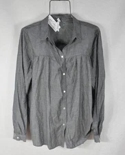 NY collection women's Shirt 1X Long Sleeve 100%Cotton Lightweight Gray NWT