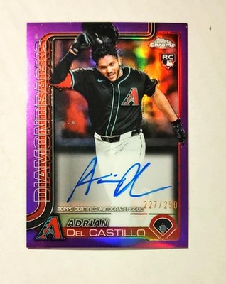 Adrian Del Castillo 2025 Topps Chrome RC AUTO PURPLE REFRACTOR 227/250 RA-AD z56