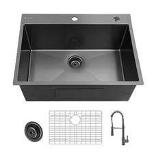 Glacier Bay 30" Drop-In Kitchen Sink Gunmetal Black Stainless Steel w/ Faucet